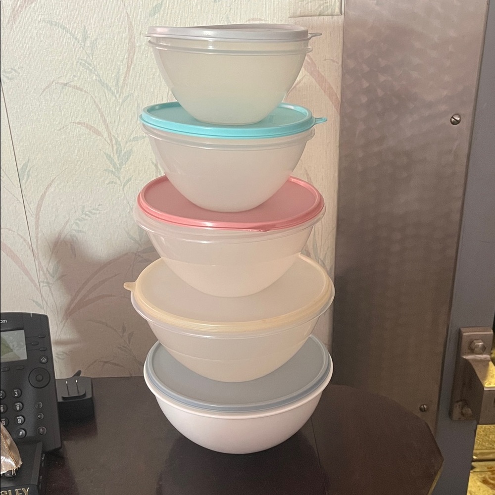 Vintage nesting Tupperware Pastel Bowl Collection with Lids
